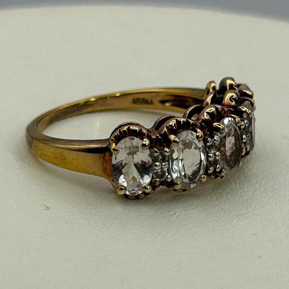 White Topaz and Rose Gold Vermeil Ring Antique Finish SBL 925 India SIZE 9 - Picture 4 of 7